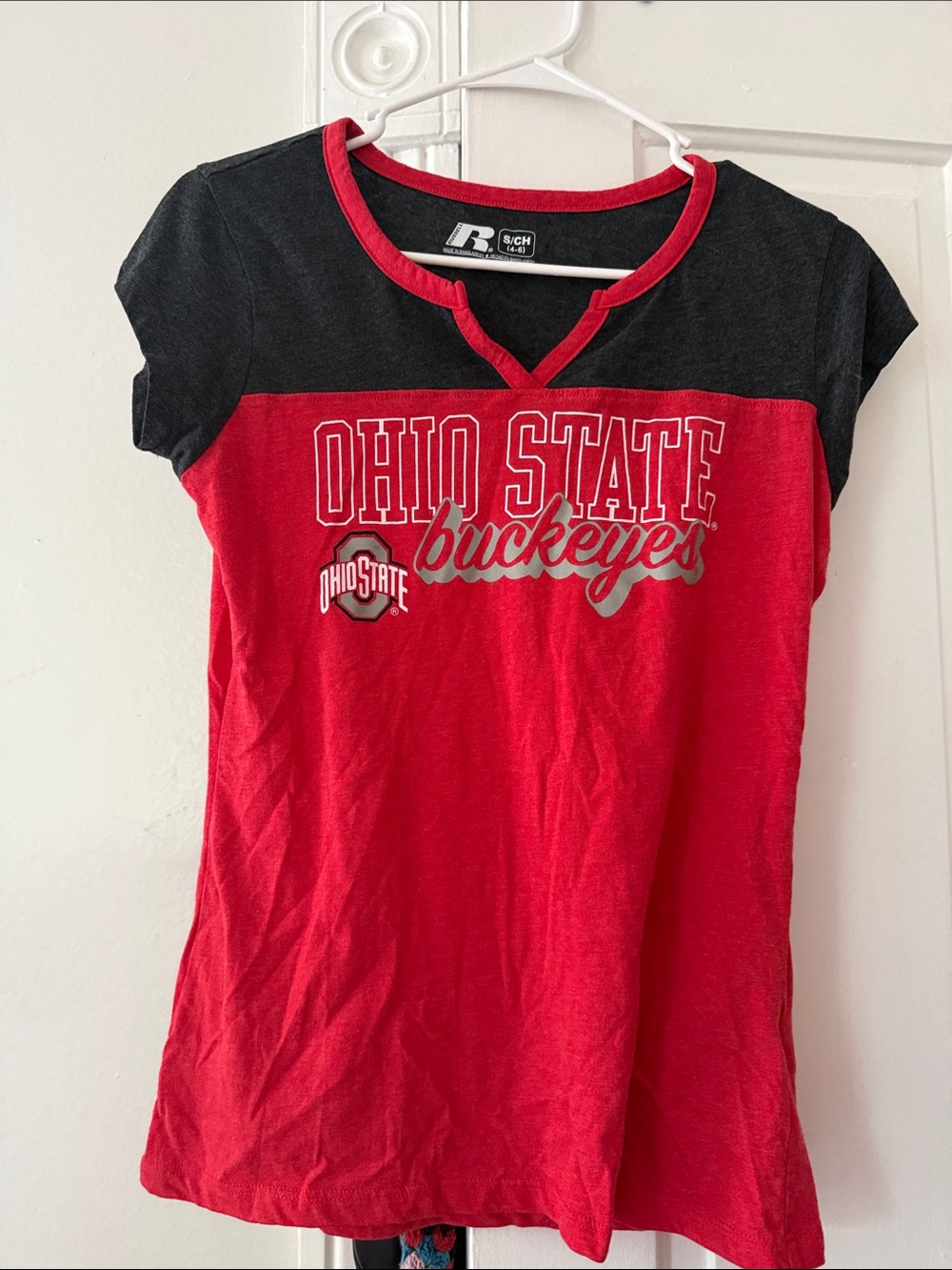 Russell Athletic Red and Black Ohio State Buckeyes Short Sleeve Tee